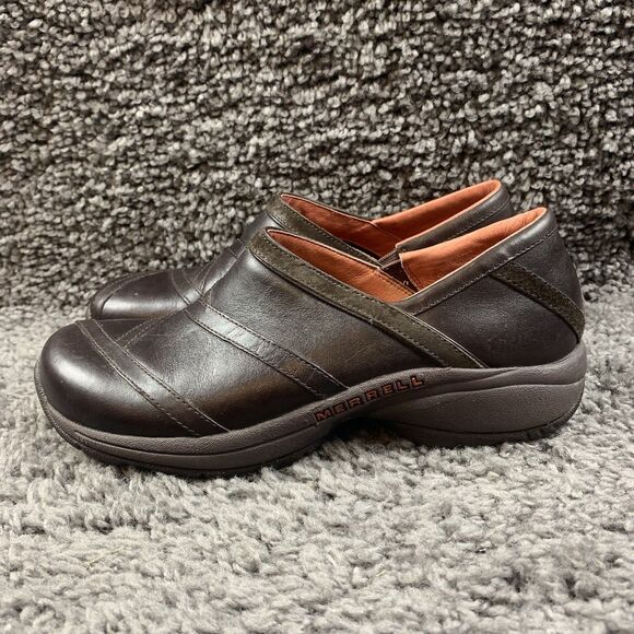 Merrell Primo Patch Bug Brown Leather Shoes Women's US 8.5 Slip On Clog - Picture 1 of 8